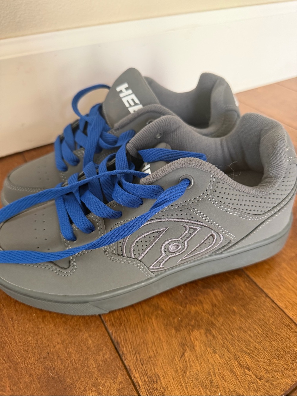 Heelys Gray Sneakers with Bright Blue Laces